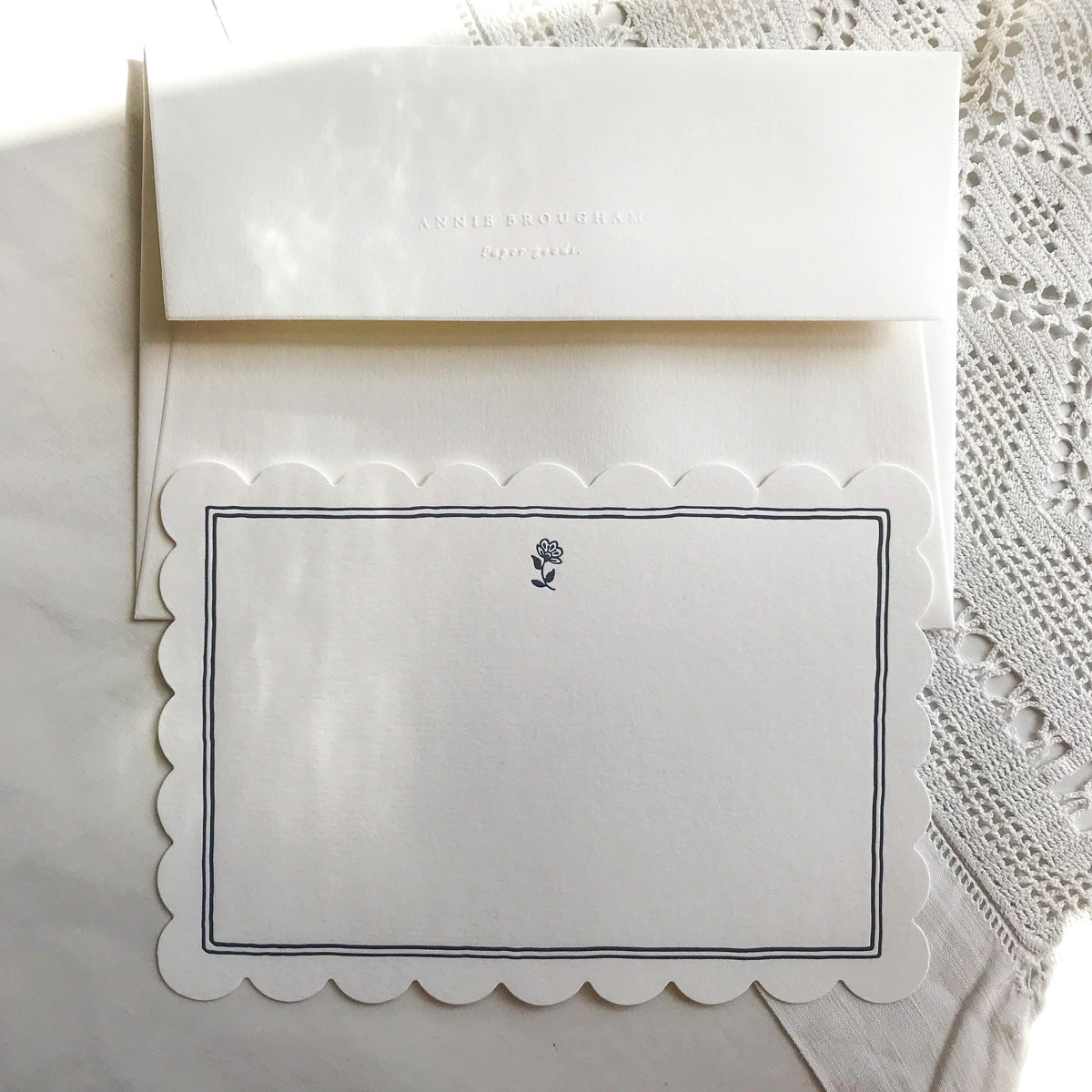 Flat Notecard - Navy Border