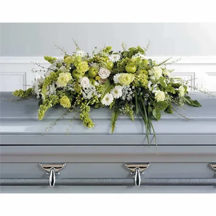 Green And White Casket Spray