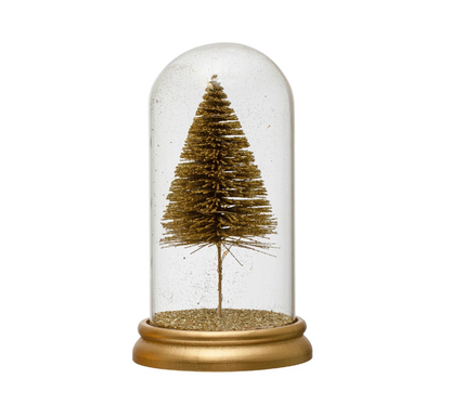 Bottle Brush LED Tree in Cloche