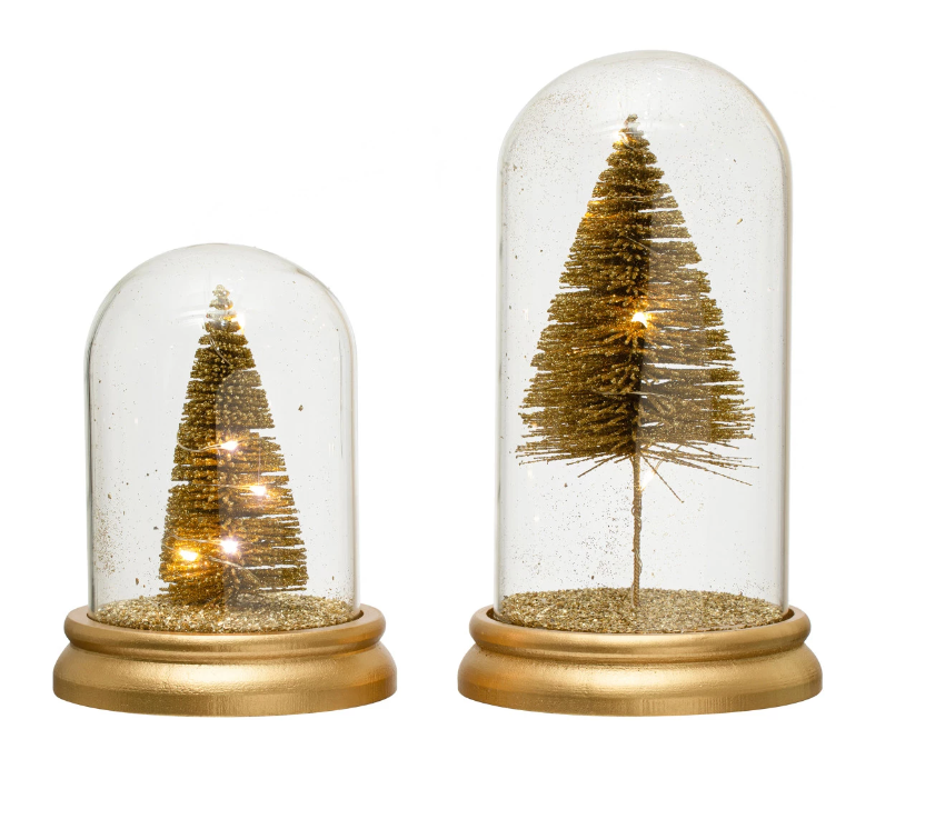 Bottle Brush LED Tree in Cloche